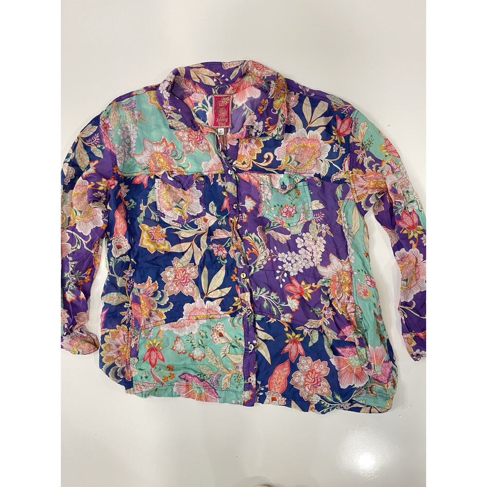Johnny Was Womens Vivienne Leya Button Up Shirt C11524A Boho Chic Plus Size XXL